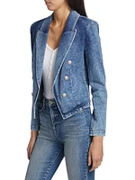 Wayne Denim Double-Breasted Blazer