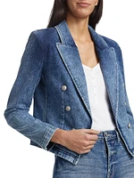 Wayne Denim Double-Breasted Blazer