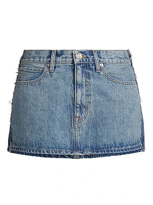 Deconstructed Two-Tone Denim Miniskirt