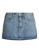 Deconstructed Two-Tone Denim Miniskirt