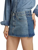 Deconstructed Two-Tone Denim Miniskirt