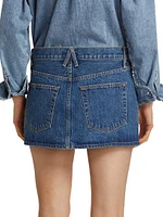 Deconstructed Two-Tone Denim Miniskirt