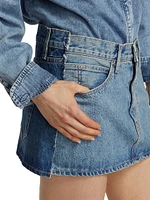 Deconstructed Two-Tone Denim Miniskirt