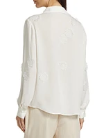 Jaslynn Silk Floral Appliqué Blouse