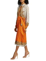 The Vero Silk Printed Wrap Midi-Shirtdress