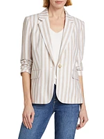 Helena Striped Linen-Blend Blazer