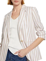 Helena Striped Linen-Blend Blazer