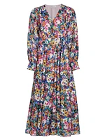 Milena Floral Tie-Waist Midi-Dress