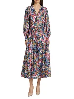 Milena Floral Tie-Waist Midi-Dress