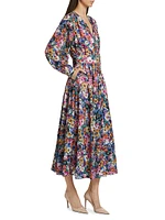 Milena Floral Tie-Waist Midi-Dress