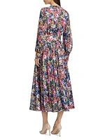 Milena Floral Tie-Waist Midi-Dress