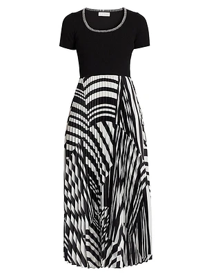 Aminah Pleated Geometric Midi-Dress