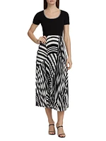 Aminah Pleated Geometric Midi-Dress