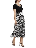 Aminah Pleated Geometric Midi-Dress