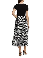 Aminah Pleated Geometric Midi-Dress