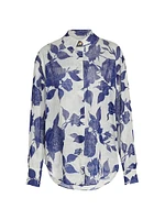 Belonging Floral Linen-Blend Oversized Shirt