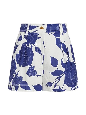 Belonging Floral Linen-Blend Shorts