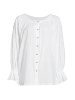 Le Cosaire Linen-Blend Button-Front Blouse