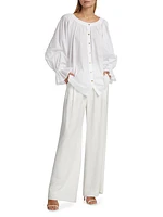 Le Cosaire Linen-Blend Button-Front Blouse