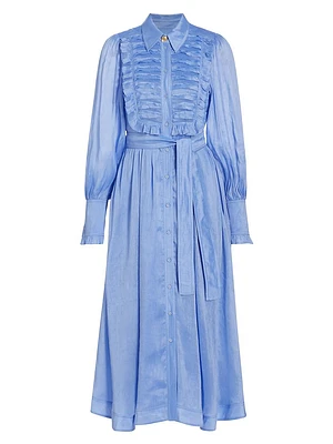 Iris Belted Linen-Blend Maxi Dress