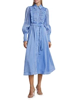 Iris Belted Linen-Blend Maxi Dress