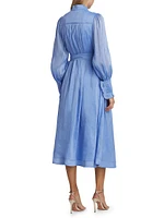 Iris Belted Linen-Blend Maxi Dress