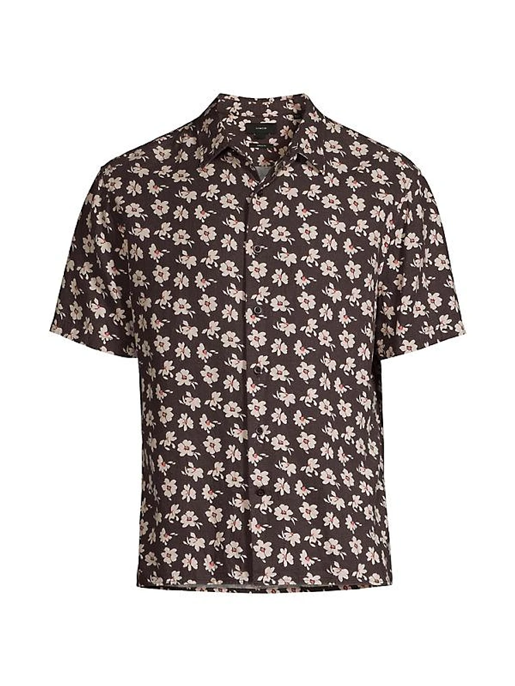 Abstract Daisies Linen-Blend Shirt