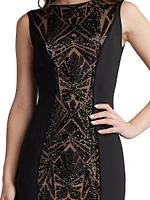 Sequined Lace Sleeveless Minidress