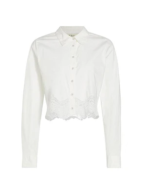 Sora Lace-Hem Cropped Blouse