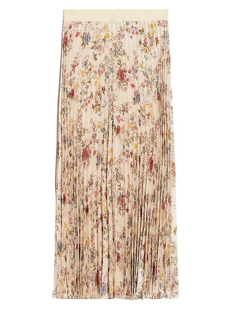 Palio Pleated Floral Midi-Skirt