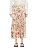 Palio Pleated Floral Midi-Skirt