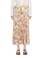 Palio Pleated Floral Midi-Skirt