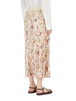 Palio Pleated Floral Midi-Skirt