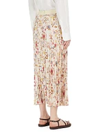 Palio Pleated Floral Midi-Skirt