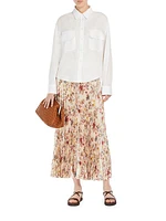 Palio Pleated Floral Midi-Skirt