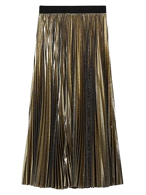 Nurra Pleated Metallic Maxi Skirt