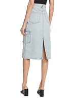 Highland Stretch Denim Midi-Skirt