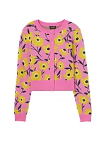 Sunshine Floral Wool-Blend Crop Cardigan