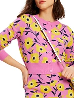 Sunshine Floral Wool-Blend Crop Cardigan