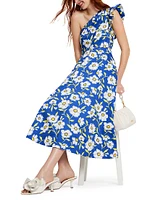 Sunshine Floral Ruffled Faille Midi-Dress