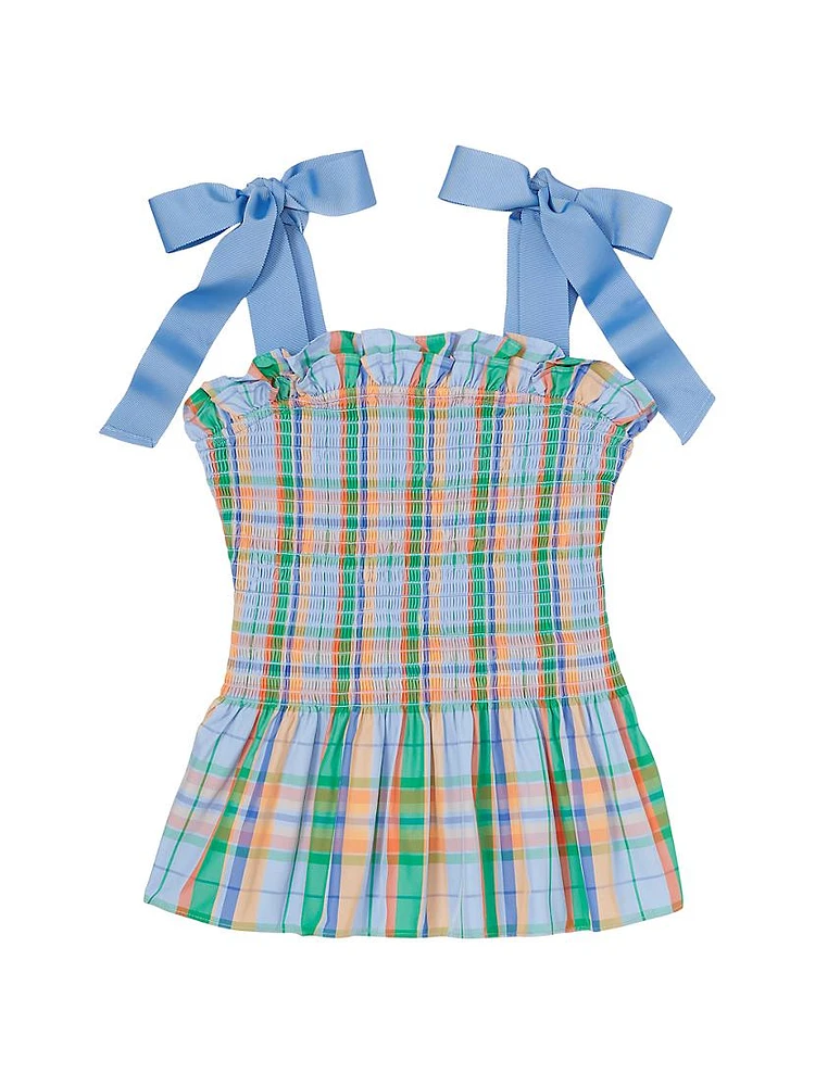 Sunshine Plaid Smocked Top