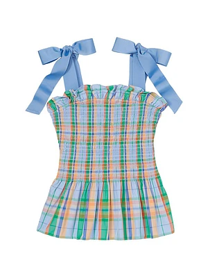 Sunshine Plaid Smocked Top