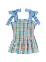 Sunshine Plaid Smocked Top