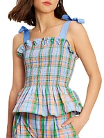 Sunshine Plaid Smocked Top