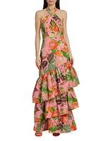 Perla Floral Ruffled Halter Dress