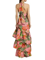 Perla Floral Ruffled Halter Dress