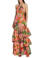 Perla Floral Ruffled Halter Dress