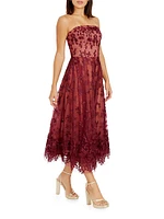 Kailyn Floral-Embroidered Fit-And-Flare Midi-Dress