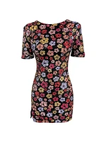 Maddox Floral Sequin-Embellished Body-Con Minidress