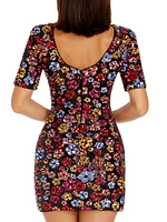 Maddox Floral Sequin-Embellished Body-Con Minidress